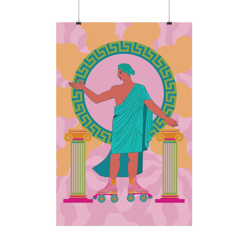 Greek Statue on Roller Skates Art Print